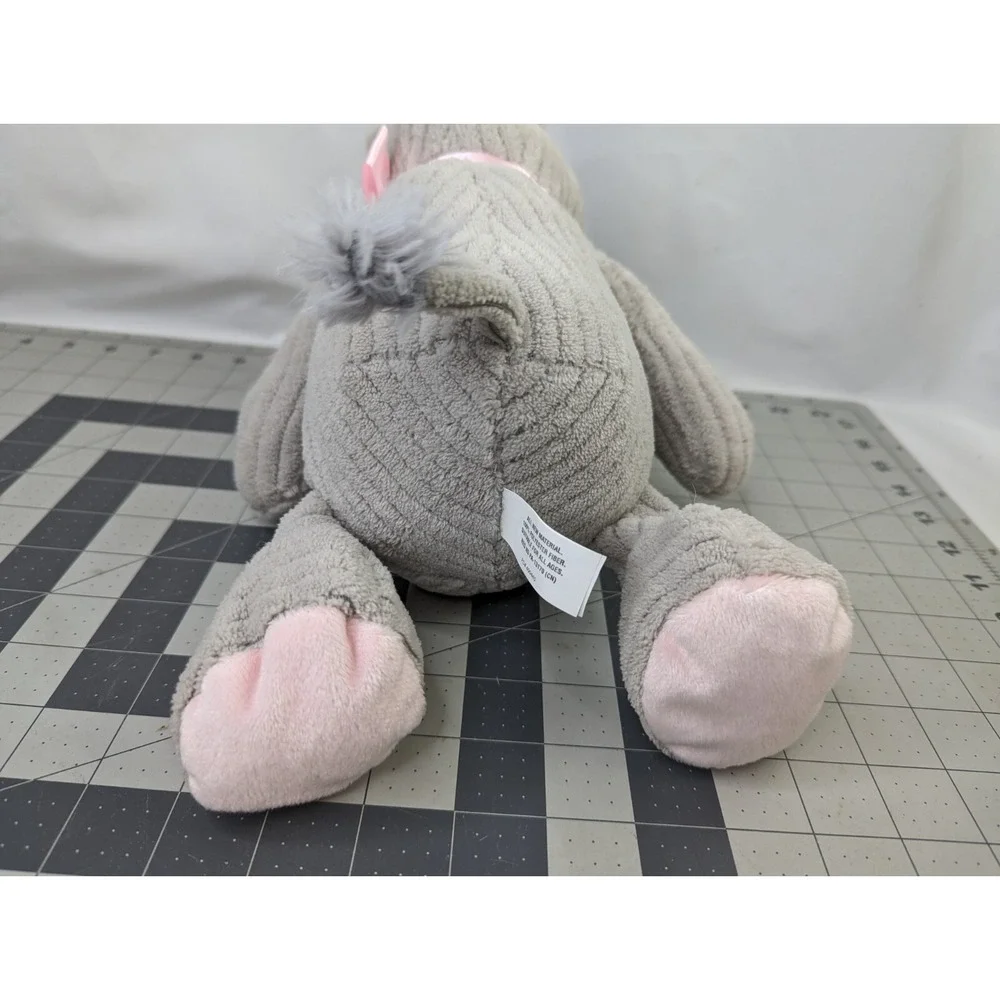 Burton Gray Hippo‎ Plush 12 Inch Pink Bow Stuffed Animal Toy